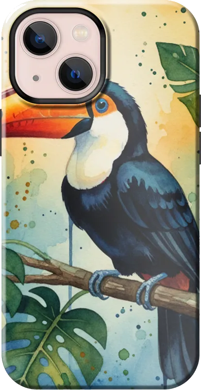 Tropical Toucan case on the iPhone 13 mini