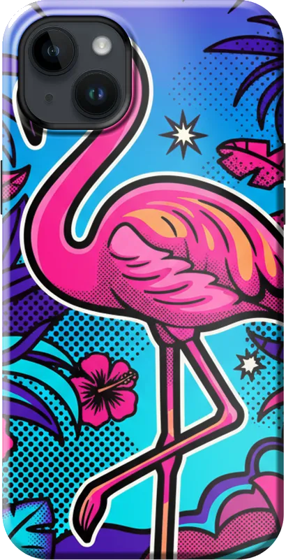 Neon Flamingo case on the iPhone 14 Plus
