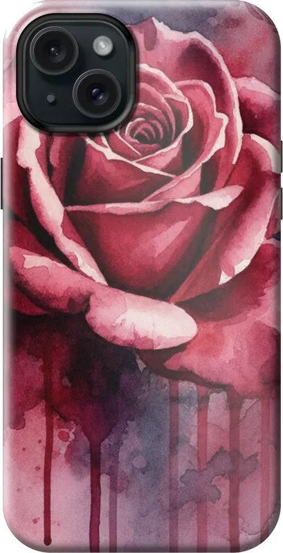 Rose Watercolour case on the iPhone 15 Plus