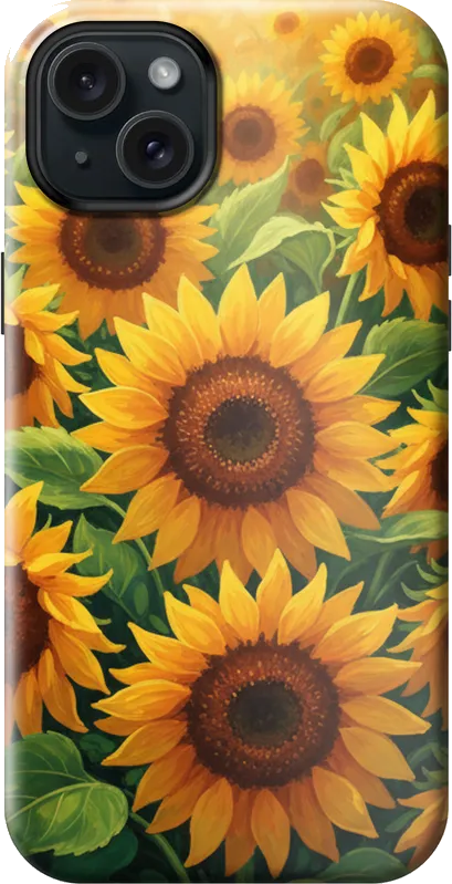 Sunflower Field case on the iPhone 15 Plus