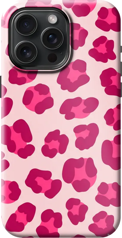 Pink Leopard case on the iPhone 15 Pro Max