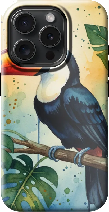 Tropical Toucan case on the iPhone 15 Pro
