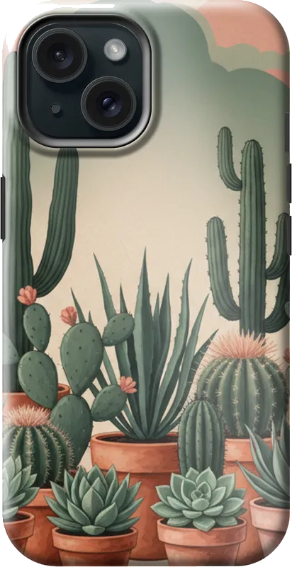Cactus Garden case on the iPhone 15