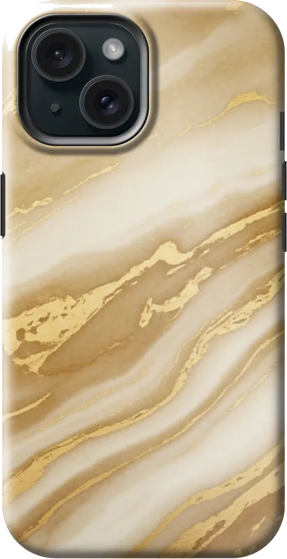 Champagne Marble case on the iPhone 15