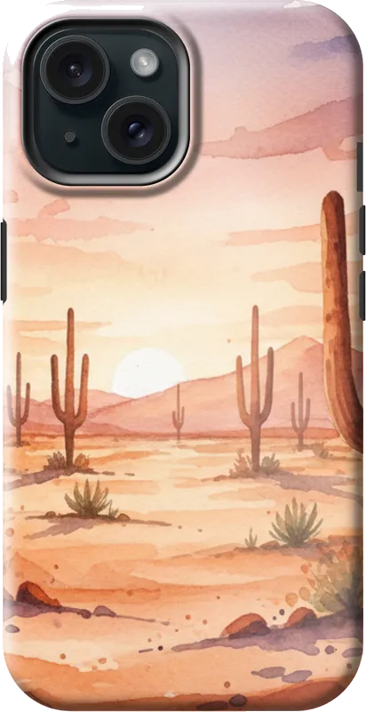 Desert Cactus Wash case on the iPhone 15