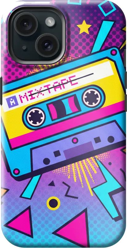 Retro Cassette case on the iPhone 15