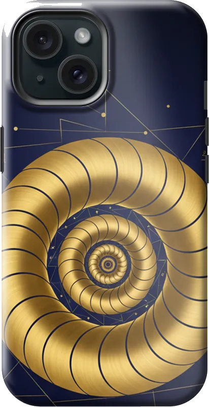 Spiral Fibonacci case on the iPhone 15