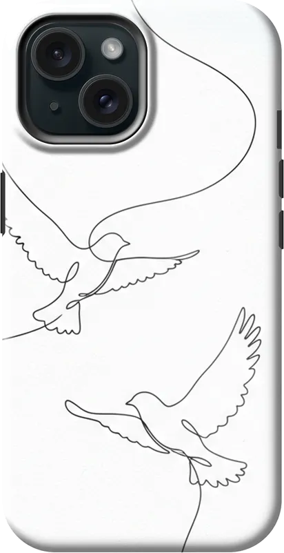 Twin Birds case on the iPhone 15