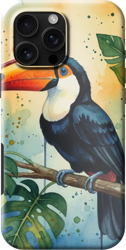 Tropical Toucan case on the iPhone 16 Pro Max
