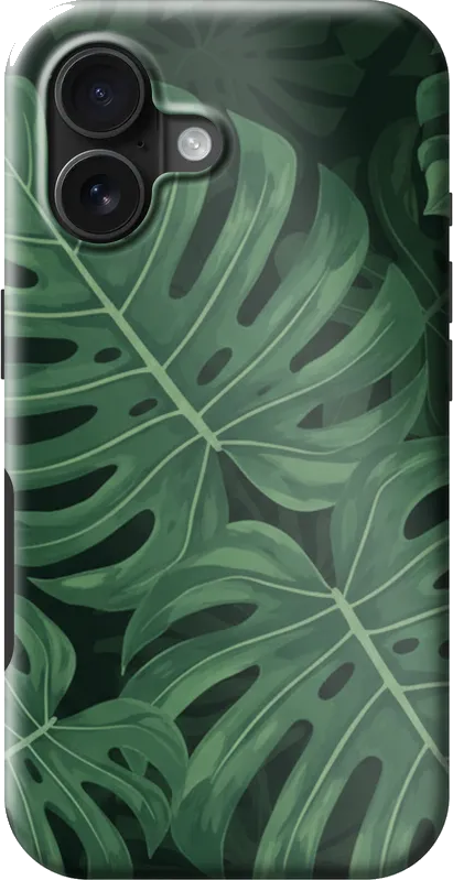 Monstera Leaves case on the iPhone 16