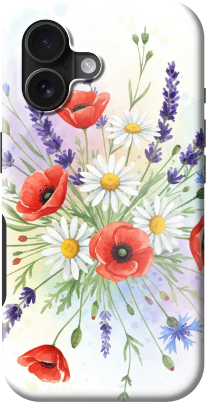 Wildflower Meadow case on the iPhone 16