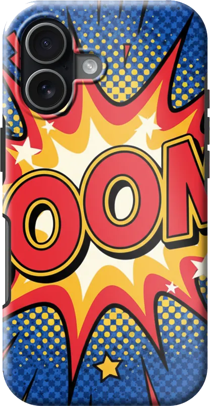 Comic Boom case on the iPhone 17