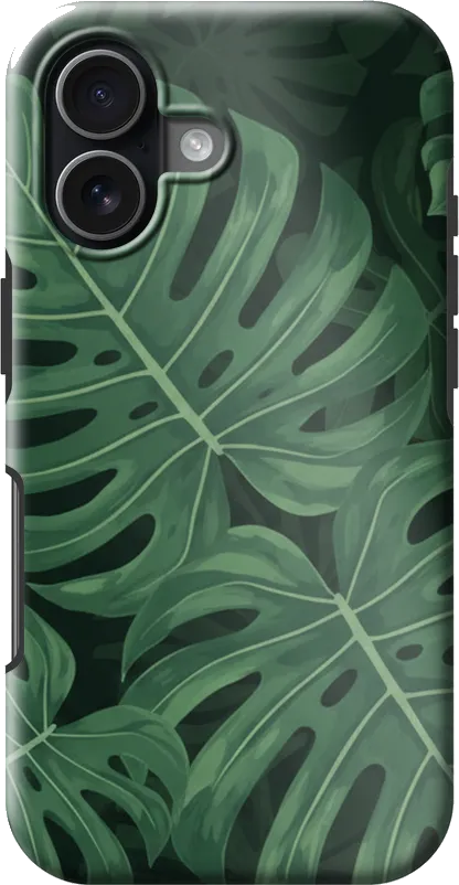 Monstera Leaves case on the iPhone 17