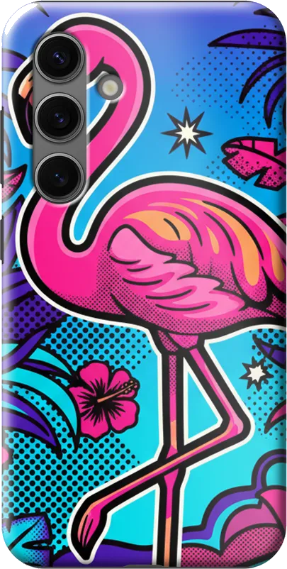 Neon Flamingo case on the Samsung Galaxy S24