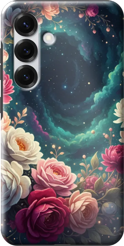 Space Flowers case on the Samsung Galaxy S25