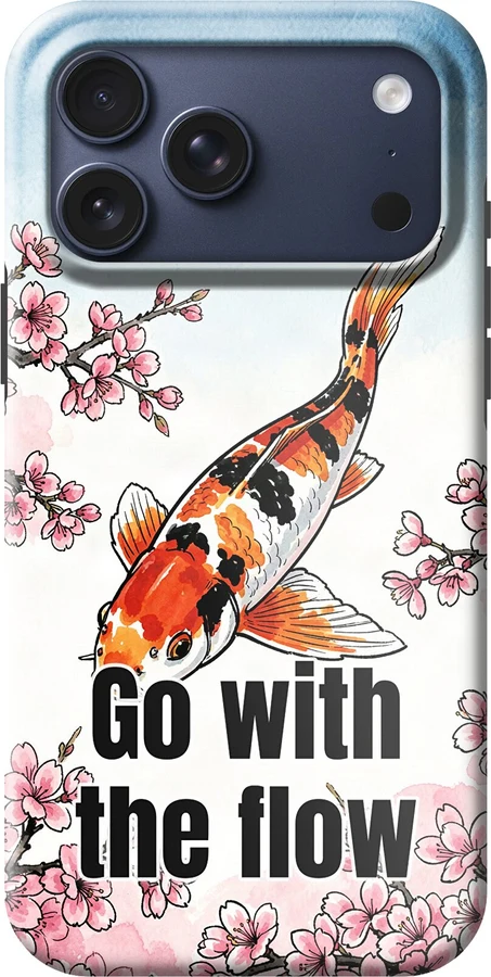 Phone case generated from: Koi fish swimming through pink cherry blossom