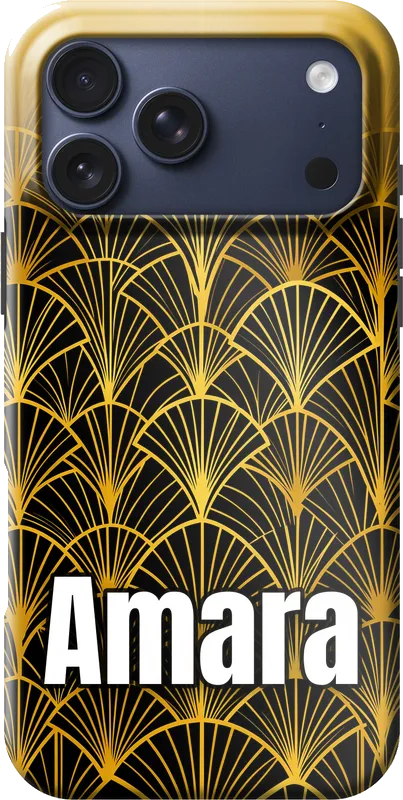 A name in Art Deco, on an iPhone 18 Pro Max case