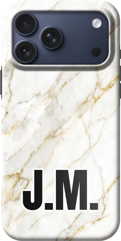 Initials on marble, on an iPhone 18 Pro Max case