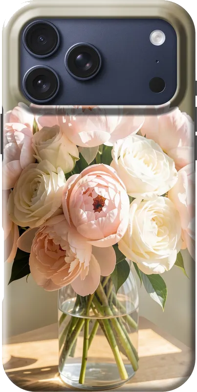 Wedding flowers, kept as a photo, on an iPhone 18 Pro Max case