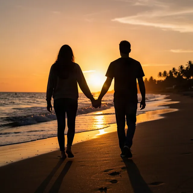 Sample photo for: A sunset walk, in anime film style